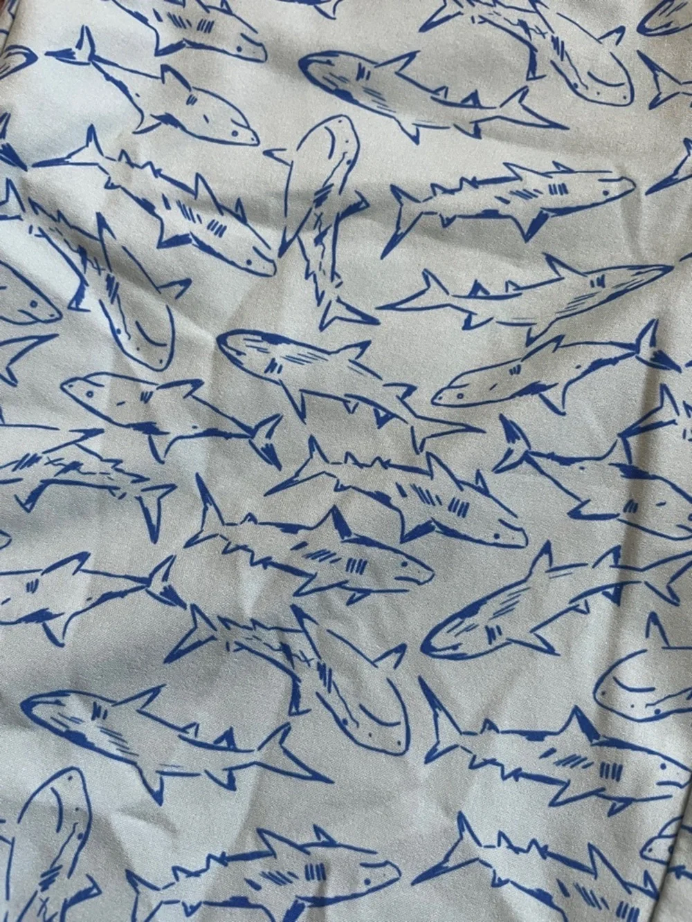 Cat & Jack Light Blue Swim Trunks with Navy Shark Pattern